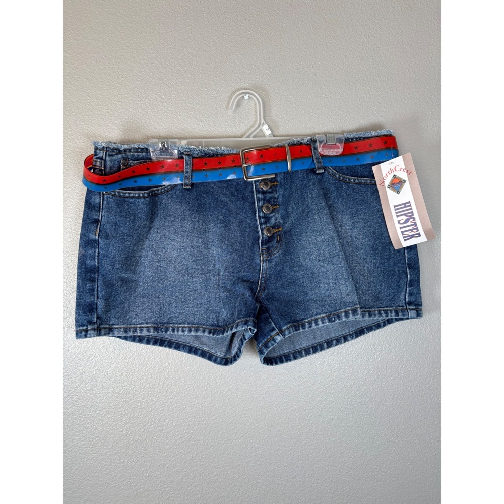 North Crest Vintage High Waist Denim Jean Shorts w/ Belt Size 14 Vintage Y2K NWT